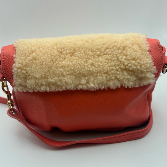 Brand New UGG Shearling Dalton Crossbody Sheepskin Bag – Coral / Cream - Picture 6 of 7